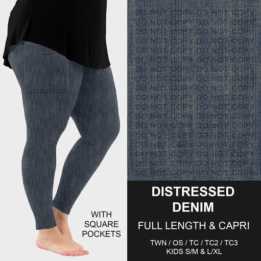 B301 - Preorder Distressed Faux Denim Leggings w/ Pockets (Closes 7/19. ETA: late Sept.)