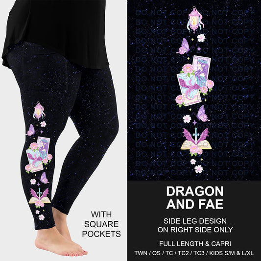 B287 - Preorder Dragon and Fae Side Design Leggings w/ Pockets (Closes 4/26. ETA: late June)