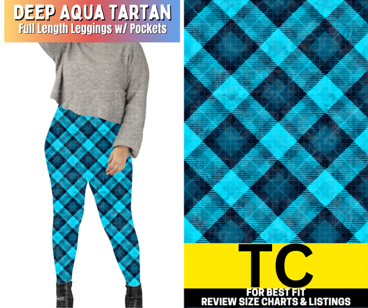Deep Aqua Tartan Fleece Leggings