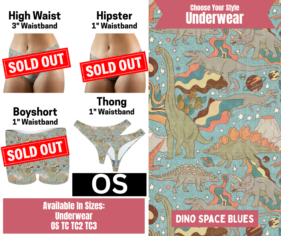 Dino Space Blues Thong Underwear