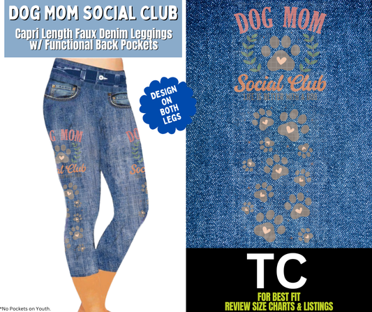Dog Mom Social Club Capri Faux Denim w/ Side Leg Designs