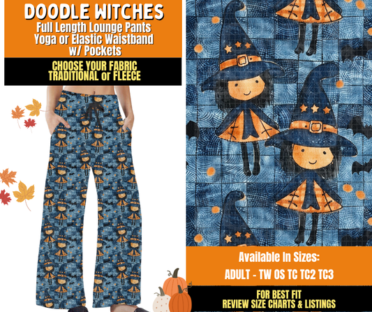 Preorder! Closes 7/16. ETA Oct. Doodle Witches Lounge Pants Choose Fleece or Traditional