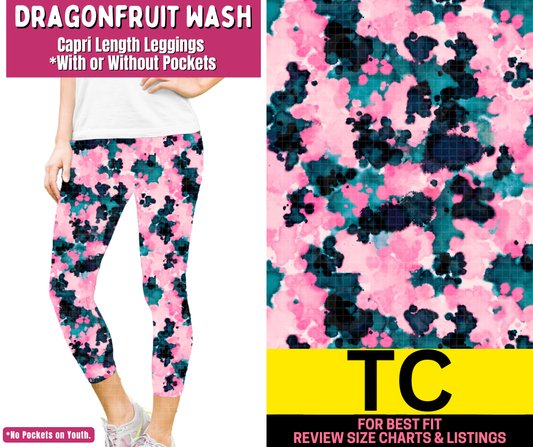 Dragonfruit Wash Capri Length Leggings w/ Pockets