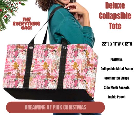 Preorder! Closes 9/1. ETA Dec. Dreaming of Pink Christmas Collapsible Tote