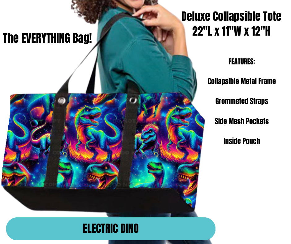 Electric Dino Collapsible Tote