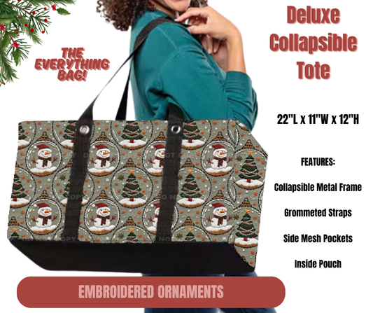 Preorder! Closes 9/1. ETA Dec. Embroidered Ornaments Collapsible Tote