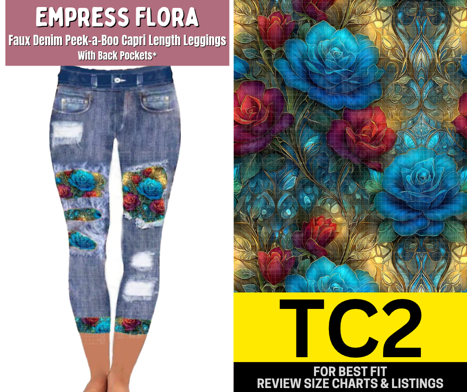 Empress Flora Capri Faux Denim Peekaboo