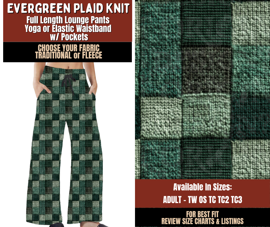Preorder! Closes 9/21. ETA Dec. Evergreen Plaid Knit Lounge Pants Choose Fleece or Traditional