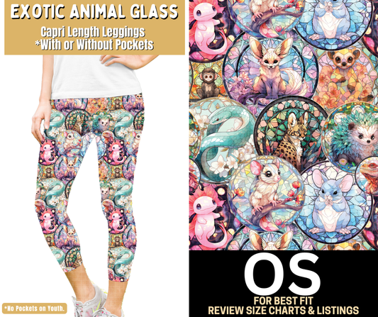 Exotic Animals Glass Capri Length Leggings w/ Pockets