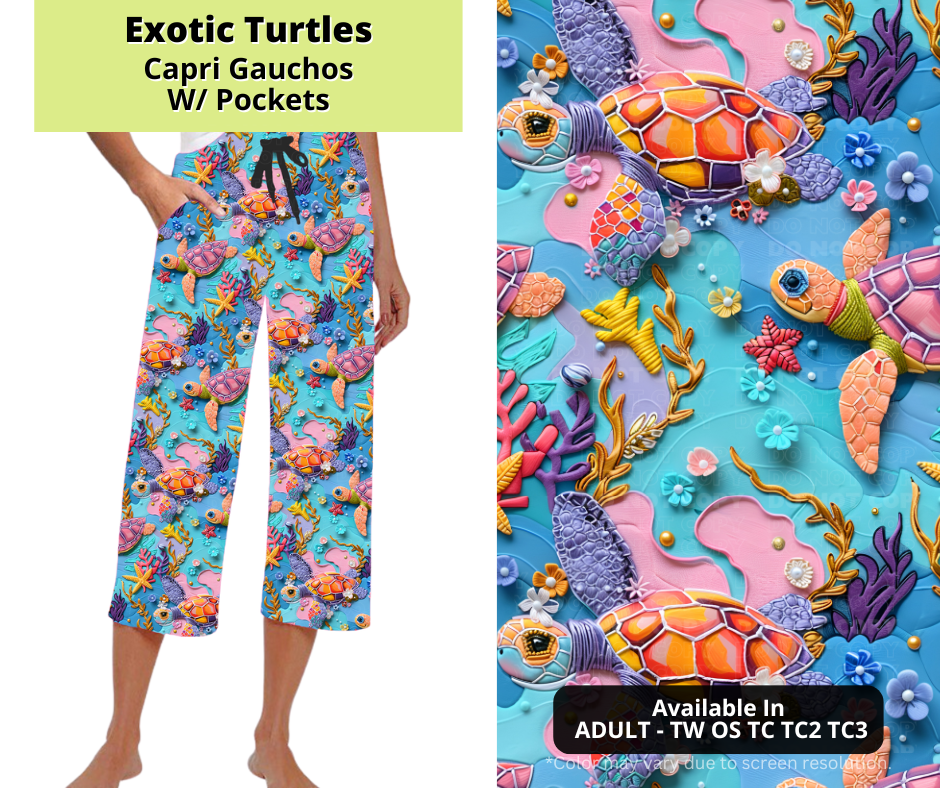 Preorder! Closes 3/24. ETA June. Exotic Turtles Capri Gauchos