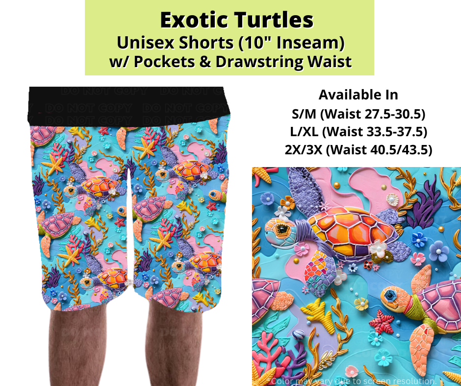 Preorder! Closes 3/24. ETA June. Exotic Turtles Unisex Shorts