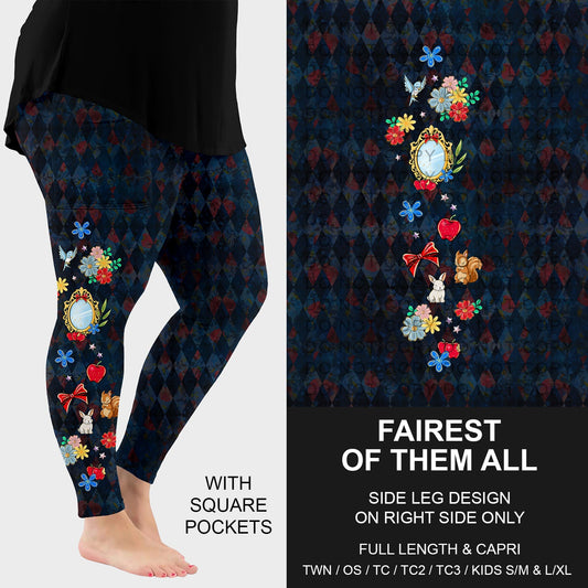 B287 - Preorder Fairest of Them All Side Design Leggings w/ Pockets (Closes 4/26. ETA: late June)