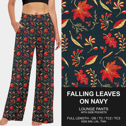 B250 - Preorder Falling Leaves on Navy Lounge Pants (Closes 9/07. ETA early Nov.)