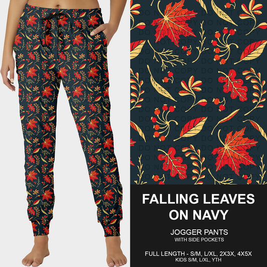B250 - Preorder Falling Leaves on Navy Joggers (Closes 9/07. ETA early Nov.)