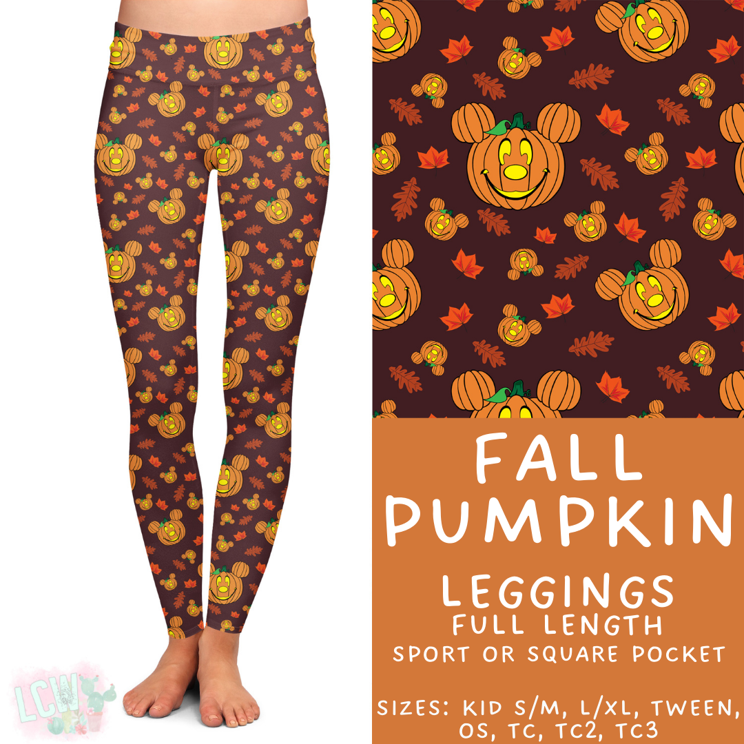 Ready to Ship - Fall Pumpkin Full Length Leggings - Square Pocket TC2