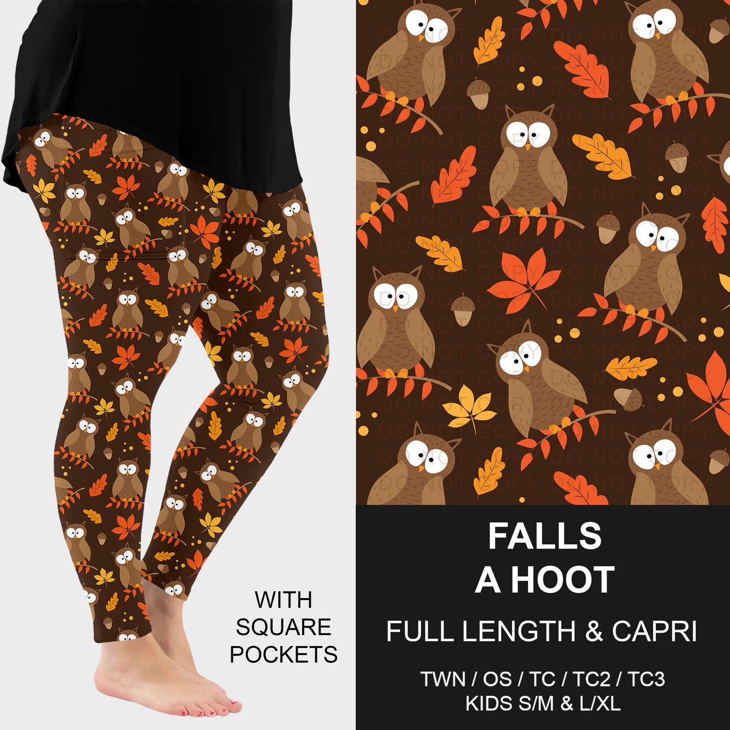B308 - Preorder Falls a Hoot Leggings w/ Pockets (Closes 8/16. ETA: late Oct.)