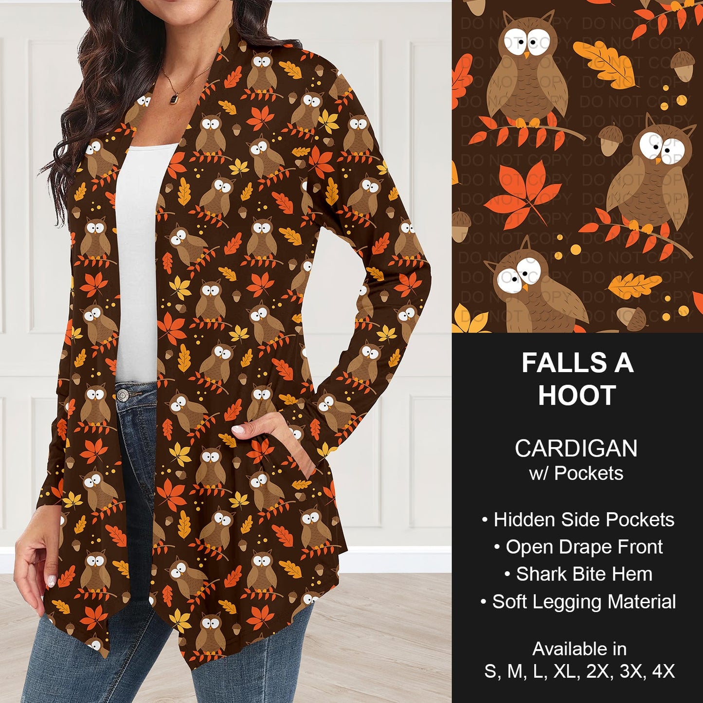 B250 - Preorder Falls a Hoot Cardigan w/ Pockets (Closes 9/07. ETA: early Nov.)