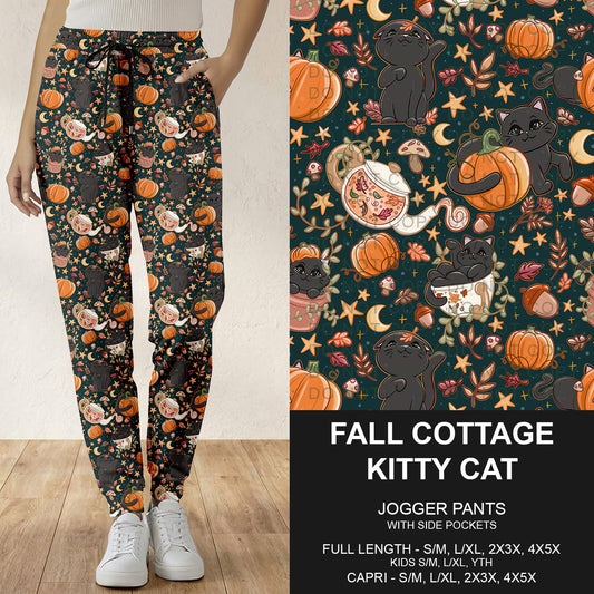 B299 - Preorder Fall Cottage Kitty Cat Joggers (Closes 7/12. ETA: mid Sept.)