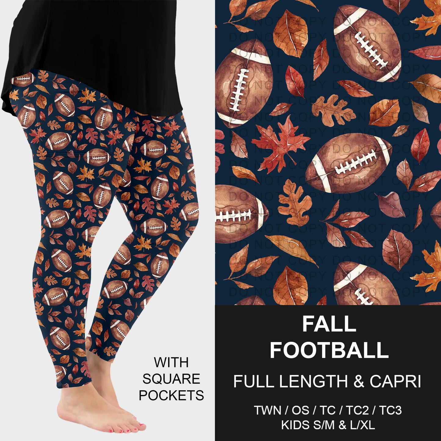 B308 - Preorder Fall Football Leggings w/ Pockets (Closes 8/16. ETA: late Oct.)