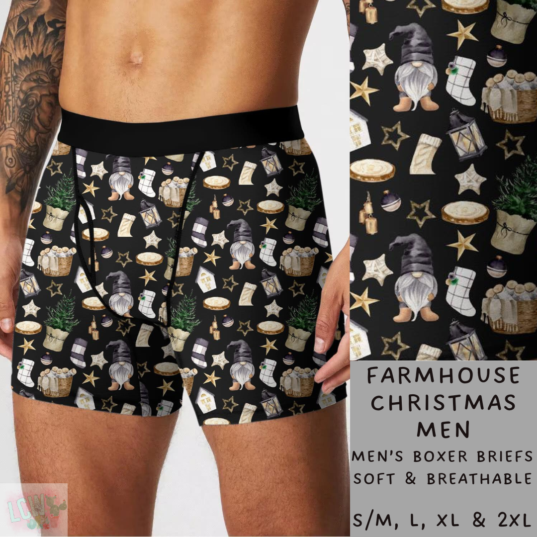 Ready To Ship - Farmhouse Christmas Mens Boxer Briefs - S/M