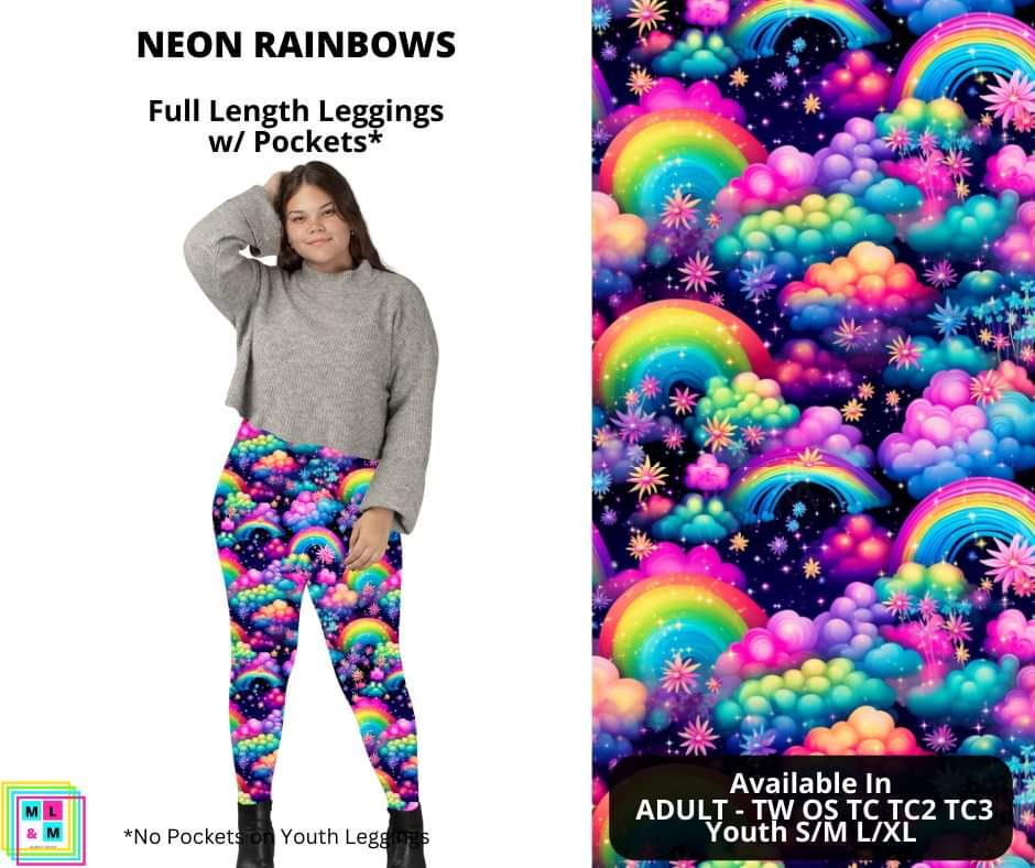 Preorder! Closes 11/15. ETA Jan. Neon Rainbows Full Length Leggings w/ Pockets