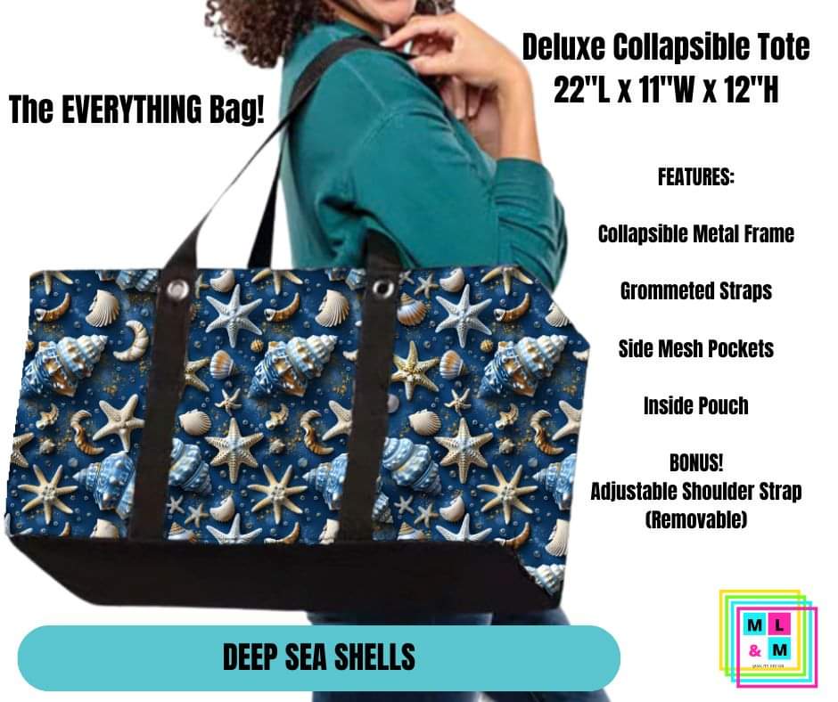 Preorder! Closes 5/2. ETA July. Deep Sea Shells Collapsible Tote