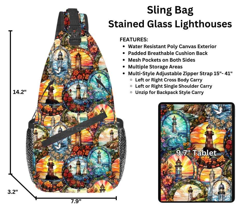 Stained Glass Lighthouses Sling Bag