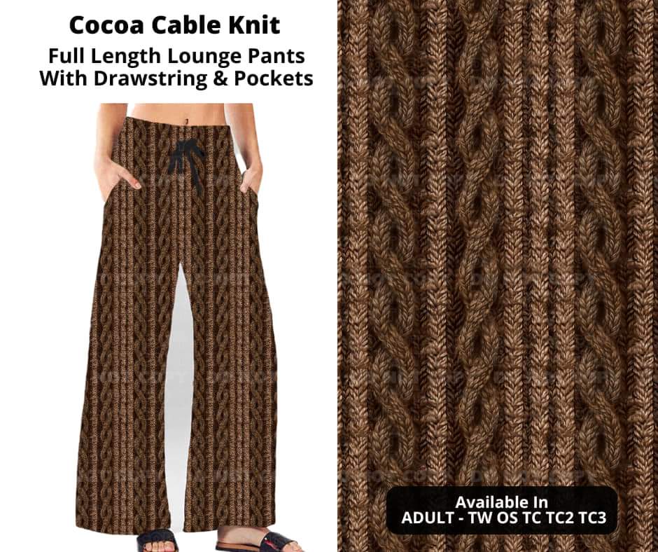 Cocoa Cable Knit Full Length Lounge Pants