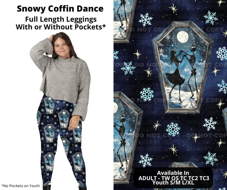 Snowy Coffin Dance Full Length Leggings w/ Pockets