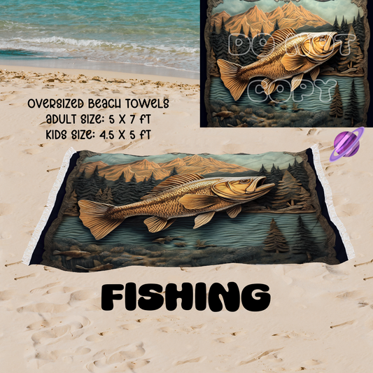Fishing-OVERSIZED BEACH TOWEL 6-PREORDER CLOSING 3/20