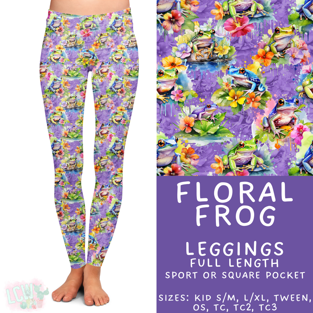 Ready to Ship - Floral Frog Full Length Leggings - Sport Pocket TC2