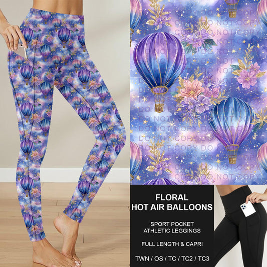 B282 - Preorder Floral Hot Air Balloons Sport Pocket Leggings (Closes 3/29. ETA: early June)