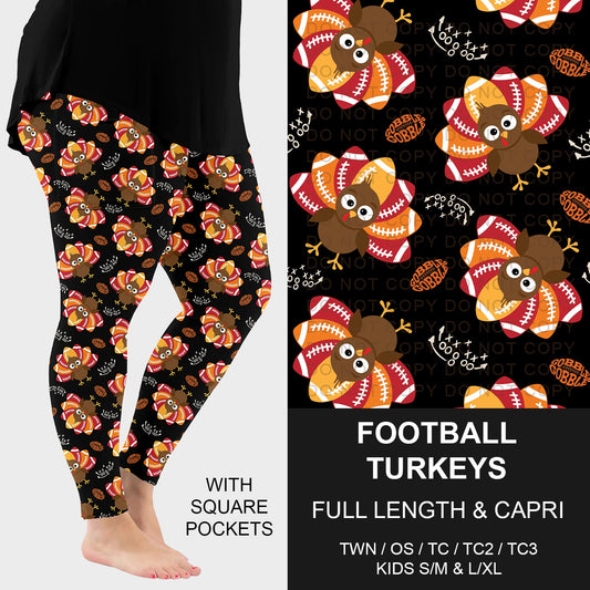 B250 - Preorder Football Turkeys Leggings w/ Pockets (Closes 9/07. ETA early Nov.)