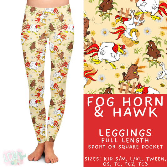 Ready to Ship - Fog Horn & Hawk Full Length Leggings - Square Pocket TC