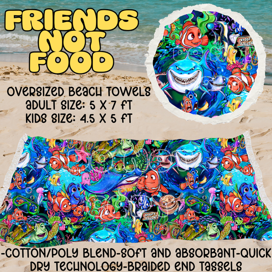 Friends not Food-OVERSIZED BEACH TOWEL 6-PREORDER CLOSING 3/20
