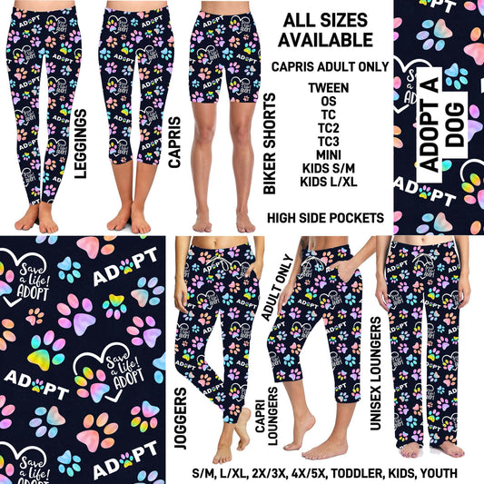 RTS - Adopt A Dog Biker/Capris/Leggings with High Side Pockets