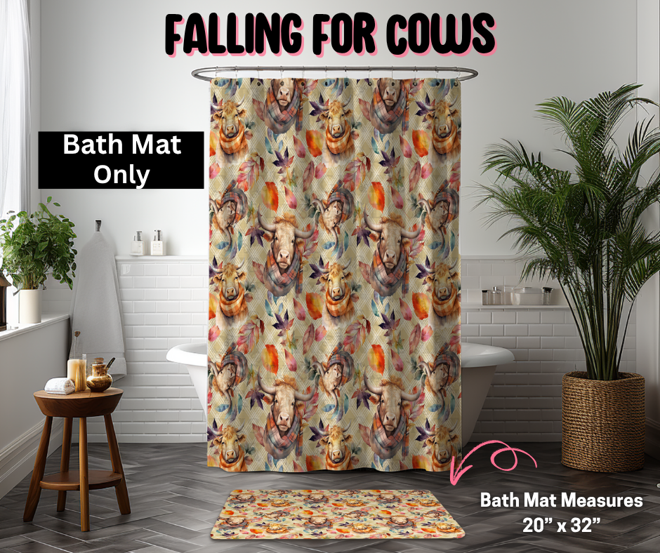 Falling For Cows Custom Bath Mat