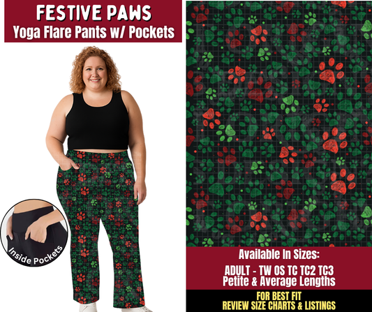 Preorder! Closes 8/24. ETA Nov. Festive Paws Yoga Flare Pants