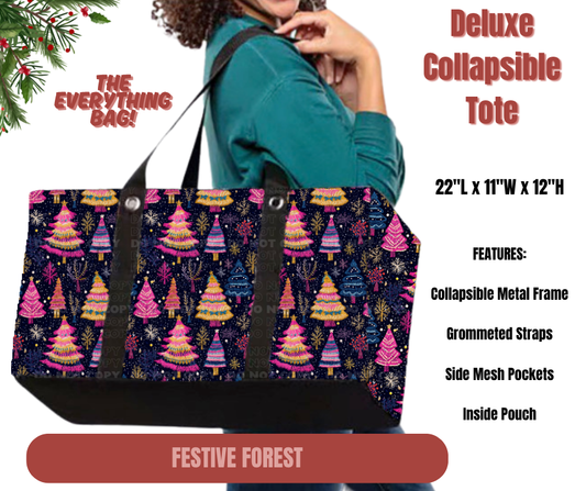 Preorder! Closes 9/1. ETA Dec. Festive Forest Collapsible Tote