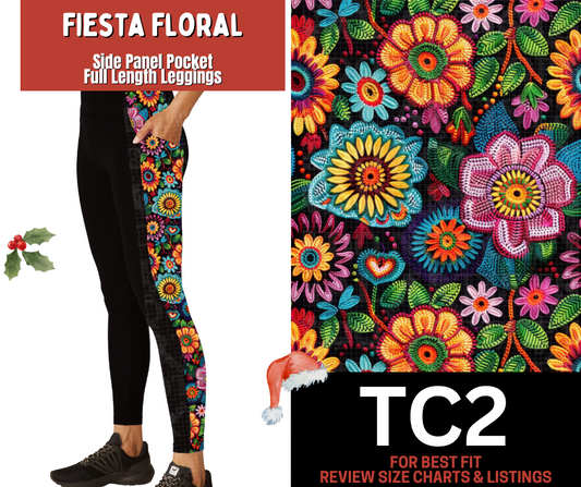 Fiesta Floral Side Panel Pocket Full Length Leggings