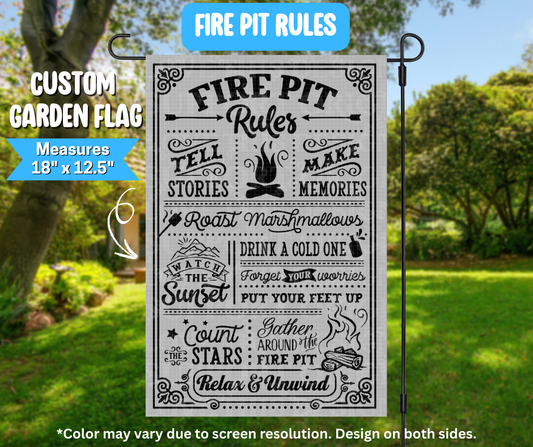 Fire Pit Rules Garden Flag