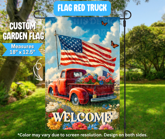 Flag Red Truck Garden Flag