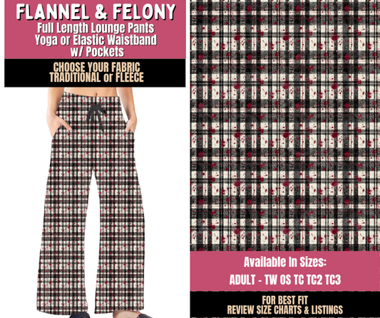 Preorder! Closes 10/1. ETA Dec. Flannel & Felony Lounge Pants Choose Fleece or Traditional