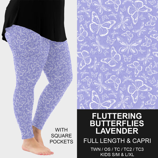 B290 - Preorder Fluttering Butterflies Lavender Leggings w/ Pockets (Closes 5/13. ETA: late July)