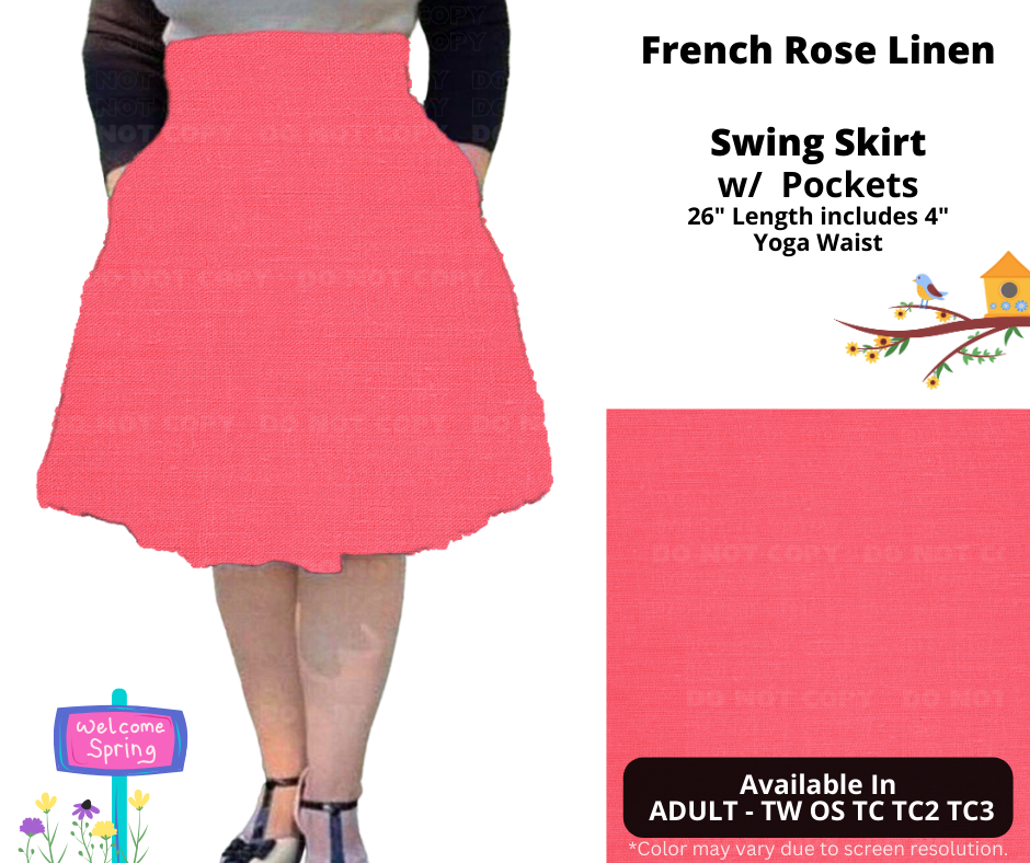 Preorder! Closes 1/15. ETA April. French Rose Linen Swing Skirt