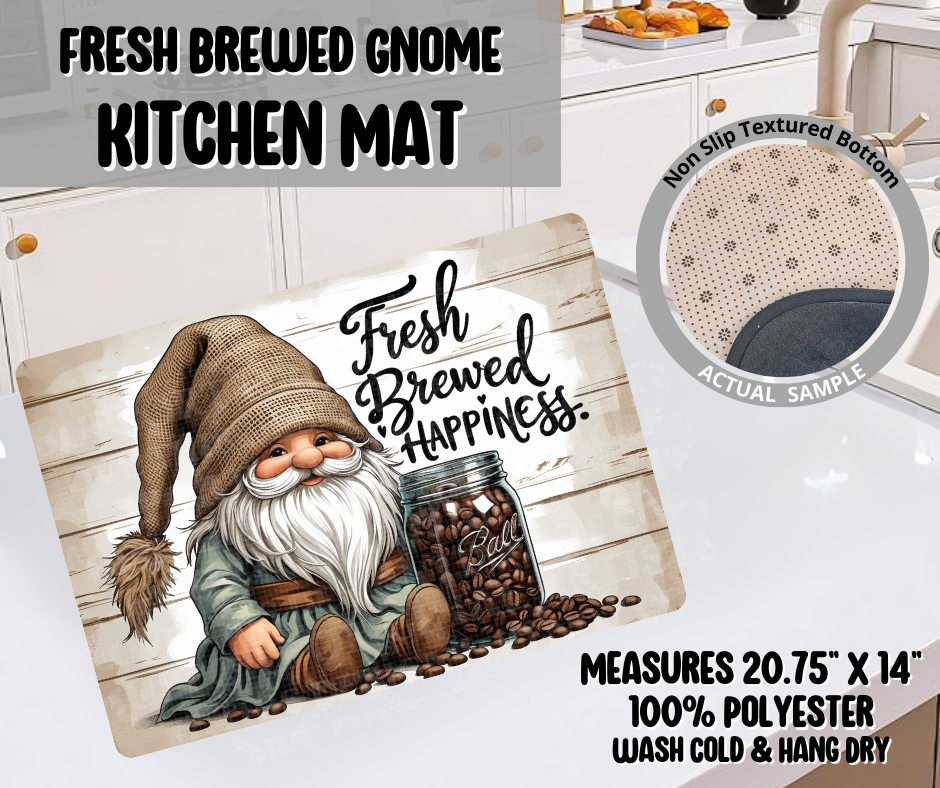 Fresh Brewed Gnome Kitchen Mat