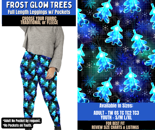 Preorder! Closes 9/10. ETA Dec. Frost Glow Trees Leggings Choose Fleece or Traditional