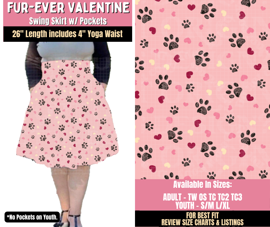 Preorder! Closes 10/15. ETA Jan. Fur-Ever Valentine Swing Skirt