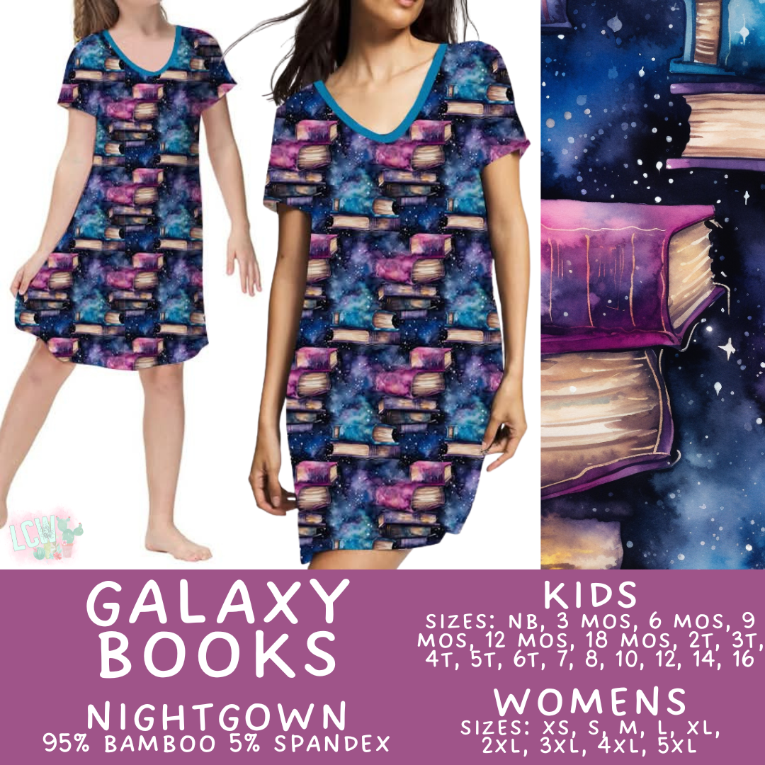 Ready to Ship Galaxy Books Kid's Bamboo Nightgown - 4T, 5T & Kids 10