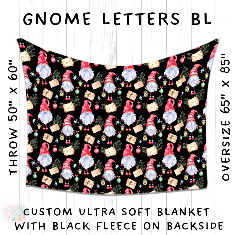 Ready To Ship - Cozy Christmas Blankets Presale - Gnome Letters Blanket